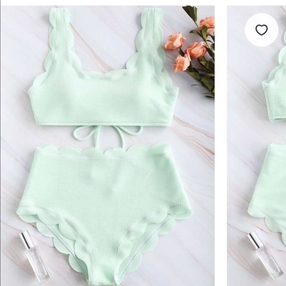 Mint green two piece bathing suit